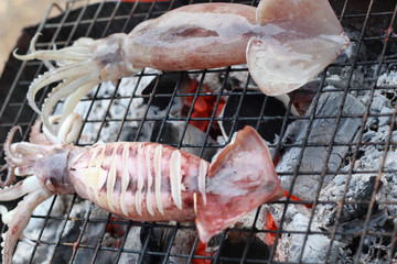 B-B-Q Grilled Squid in the market