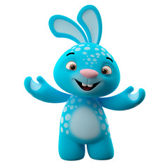 Amazing 3D happy easter bunny, merry cartoon rabbit