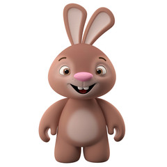 Amazing 3D happy easter bunny, merry cartoon rabbit