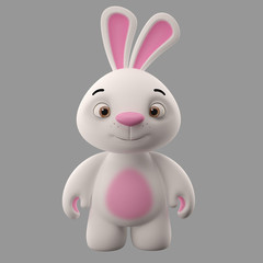 Amazing 3D happy easter bunny, merry cartoon rabbit