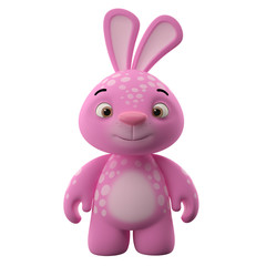 Amazing 3D happy easter bunny, merry cartoon rabbit