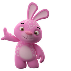 Amazing 3D happy easter bunny, merry cartoon rabbit