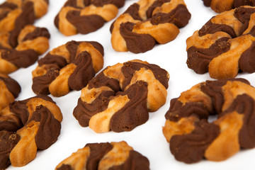 cookies with cacao on a white background