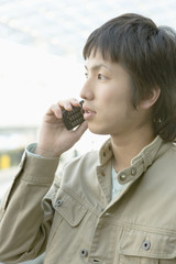 man talking on mobile phone