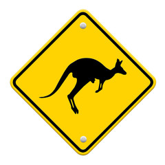 beware Kangaroo sign on traffic label