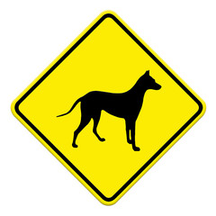 beware dog crossing traffic sign,part of a series