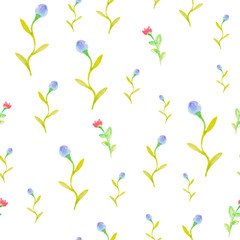 Fototapeta na wymiar watercolor flowers spring seamless pattern