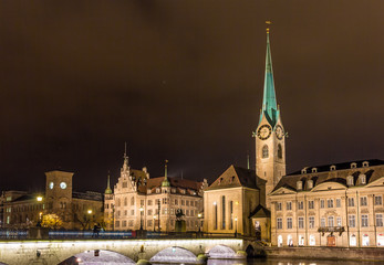 Fototapeta premium Old town of Zurich at night - Switzerland