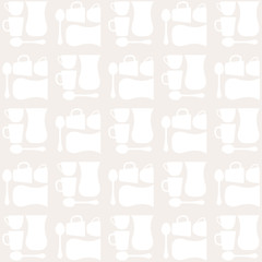 cups, tea cups and teaspoons seamless repeat pattern.