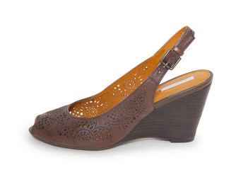 A pair of women's high-heel shoes against white background