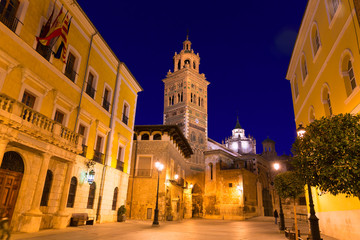 Fototapeta na wymiar Aragon Teruel Cathedral Santa Maria unesco and City hall
