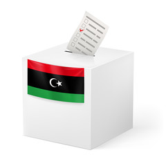 Ballot box with voting paper. Libya