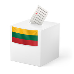 Ballot box with voting paper. Lithuania