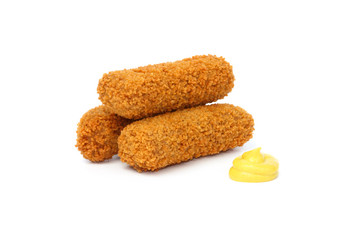 Three Dutch croquettes with mustard