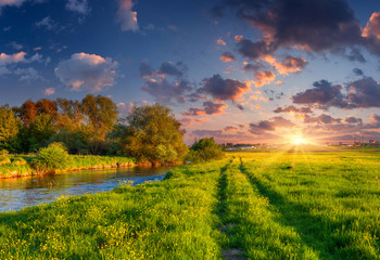Colorful spring landscape on the siver © Andrew Mayovskyy