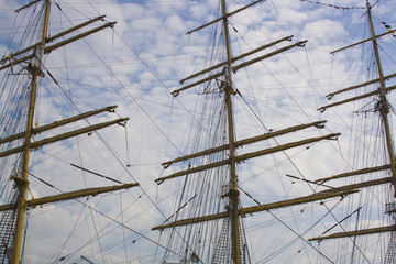 Fototapeta premium Masts and rigging of a sailing ship
