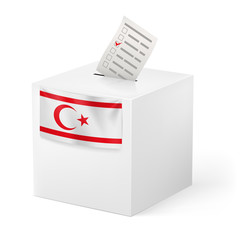 Ballot box with voting paper. Northern Cyprus