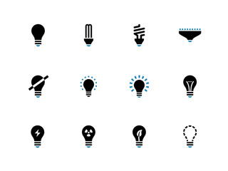 Light bulb and CFL lamp duotone  icons.