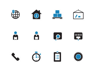 Logistics duotone icons on white background.