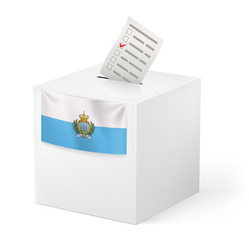 Ballot box with voting paper. San Marino