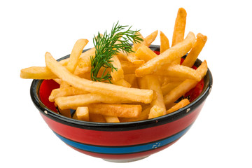 French fries on white background
