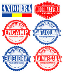 Fototapeta na wymiar Andorra cities stamps