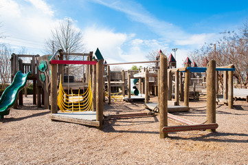 children's park wooden play structure