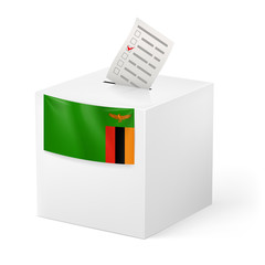 Ballot box with voting paper. Zambia