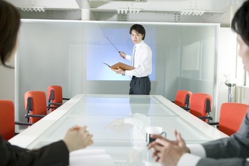 businessman giving presentation