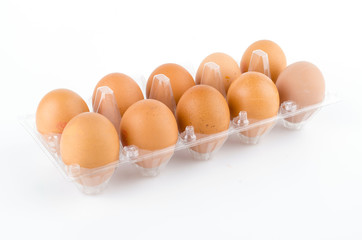 Eggs packed isolated white background