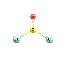 Phosgene molecular structure isolated on white