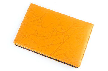 Leather notebook isolated white background