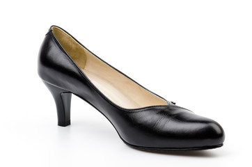 leather black shoes women isolated white background