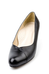 leather black shoes women isolated white background