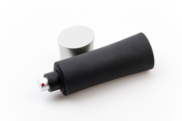 Black bottle perfume isolated white background