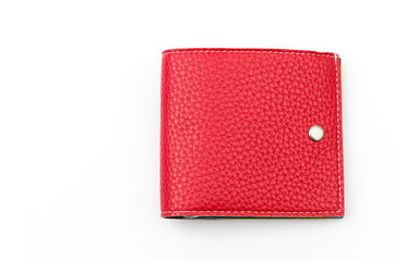 red leather wallet isolated white background