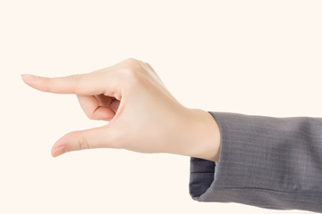 Business woman's hand using finger to select or take