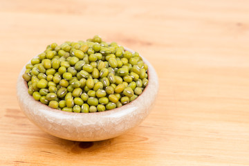 Green mung beans in bowl