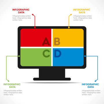 creative desktop monitor info-graphics design concept vector