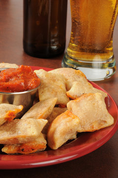 Pizza rolls and beer