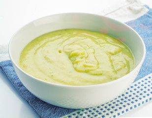 vegetable puree in white bowl