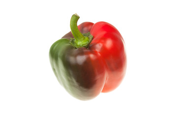 Single red pepper with green side