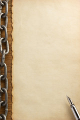 metal chain and old paper