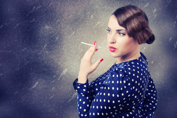 portrait of retro woman with cigarette