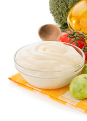 mayonnaise sauce on white background
