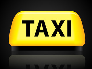 Yellow taxi sign with background