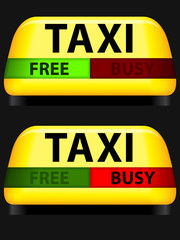 Taxi sign with free and busy lights