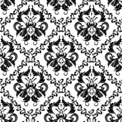 seamless wallpaper.damask pattern.black and white background