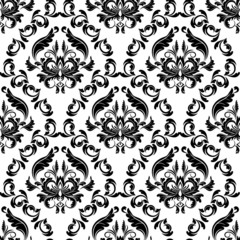 seamless wallpaper.damask pattern.black and white background