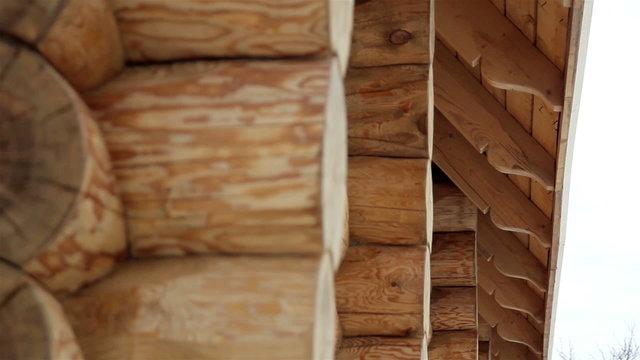 Close image the cabin log house tenon